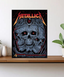 metallica m72 tour 2025 poster triple skull rose canvas wall art 1