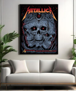 metallica m72 tour 2025 poster triple skull rose canvas wall art