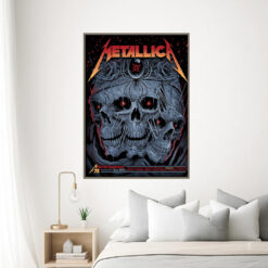 metallica m72 tour 2025 poster triple skull rose canvas wall art 3