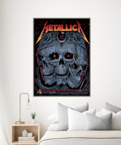 metallica m72 tour 2025 poster triple skull rose canvas wall art 3