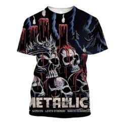 metallica m72 tour aop shirt june 20 2025 santa clara ca levis stadium skull candles grim reaper 3d artwork metallica x limp bizkit x ice nine kills concert tee 1
