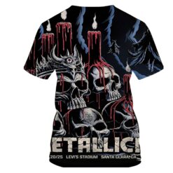 metallica m72 tour aop shirt june 20 2025 santa clara ca levis stadium skull candles grim reaper 3d artwork metallica x limp bizkit x ice nine kills concert tee 2