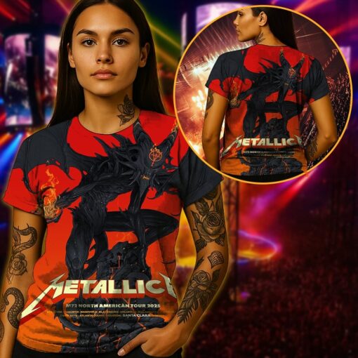 metallica m72 tour aop shirt june 20 2025 santa clara ca levis stadium vance kelly no repeat setlist demon 3d artwork concert tee 3