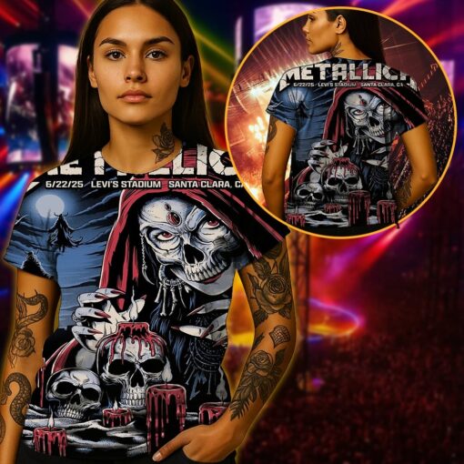 metallica m72 tour aop shirt june 22 2025 santa clara ca levis stadium skull priestess 3d design metallica x pantera x suicidal tendencies concert tee 3