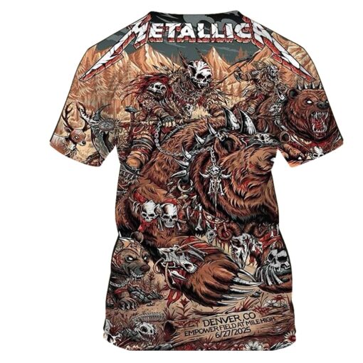 metallica m72 tour aop shirt june 27 2025 denver co empower field bear berserker 3d print limited concert tee 2