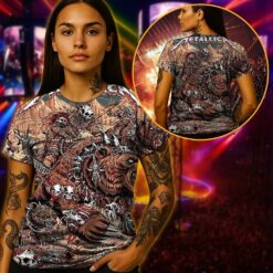 metallica m72 tour aop shirt june 27 2025 denver co empower field bear berserker 3d print limited concert tee 3