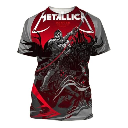 metallica m72 tour aop shirt june 27 29 2025 denver co empower field death rider 3d artwork official concert tee 1
