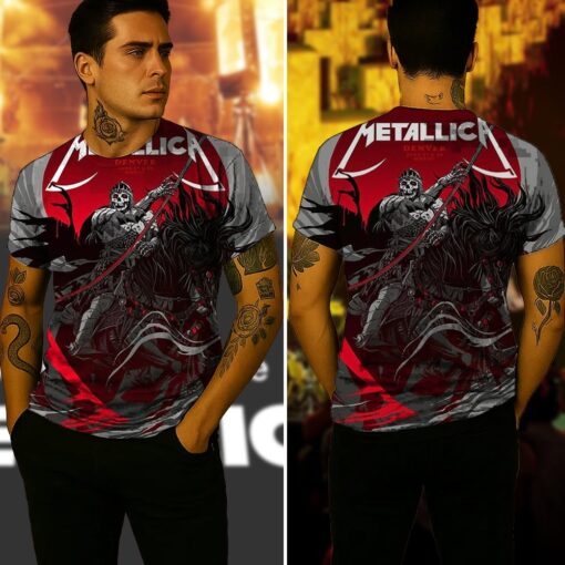 metallica m72 tour aop shirt june 27 29 2025 denver co empower field death rider 3d artwork official concert tee 4