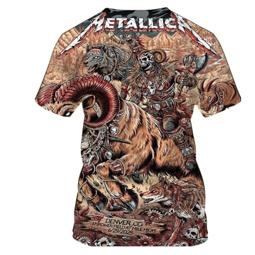 metallica m72 tour aop shirt june 29 2025 denver co empower field ram skull rider 3d print tee 2