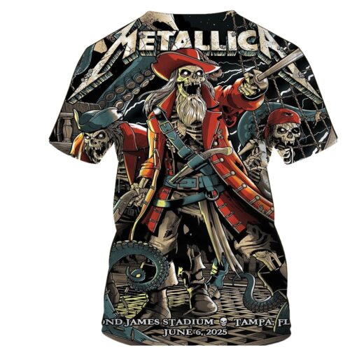 metallica m72 tour aop shirt june 6 2025 tampa fl raymond james stadium pirate skeletons kraken 3d artwork 3d concert tee 2