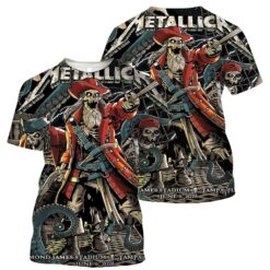 metallica m72 tour aop shirt june 6 2025 tampa fl raymond james stadium pirate skeletons kraken 3d artwork 3d concert tee