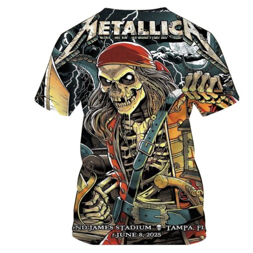 metallica m72 tour aop shirt june 8 2025 tampa fl raymond james stadium skeleton pirate with lantern 3d artwork limited concert tee 2