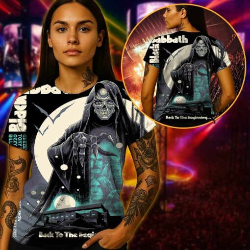 metallica m72 tribute aop shirt july 5 2025 birmingham england villa park stadium black sabbath final show grim reaper art 3d tour tee 3