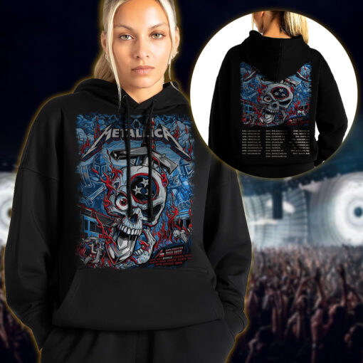 metallica m72 world tour 2025 may 1 3 nashville tennessee nissan stadium flaming skull blades artwork hoodie shirt 1