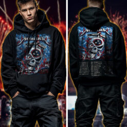 metallica m72 world tour 2025 may 1 3 nashville tennessee nissan stadium flaming skull blades artwork hoodie shirt 2