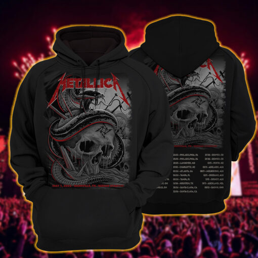 metallica m72 world tour 2025 may 1 nashville tennessee nissan stadium coiled snake skull crossbone artwork hoodie shirt 3