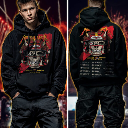 metallica m72 world tour 2025 may 28 landover maryland northwest stadium zombie football helmet artwork hoodie shirt 2