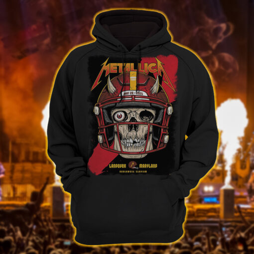metallica m72 world tour 2025 may 28 landover maryland northwest stadium zombie football helmet artwork hoodie shirt