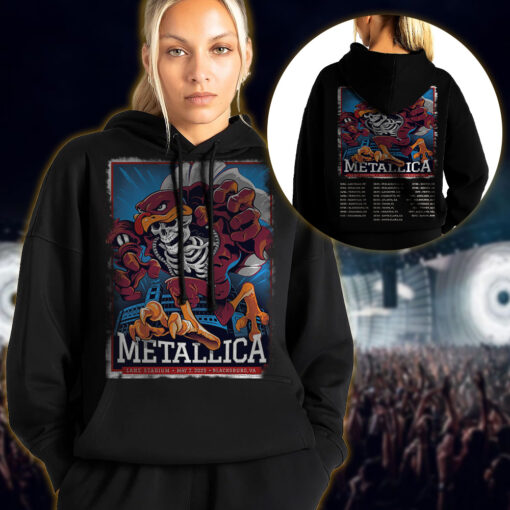 metallica m72 world tour 2025 may 7 blacksburg virginia lane stadium hokie bird skeleton mascot artwork hoodie shirt 1