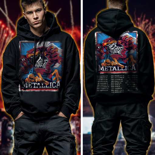 metallica m72 world tour 2025 may 7 blacksburg virginia lane stadium hokie bird skeleton mascot artwork hoodie shirt 2
