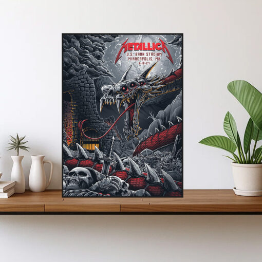 metallica m72 world tour august 18 2024 minneapolis mn u s bank stadium concert poster canvas wall art 1