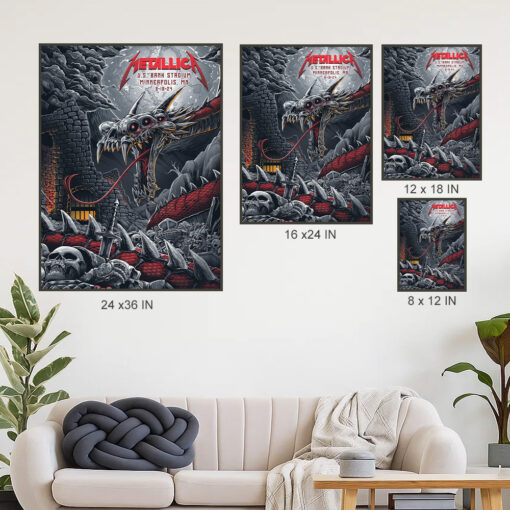 metallica m72 world tour august 18 2024 minneapolis mn u s bank stadium concert poster canvas wall art 4