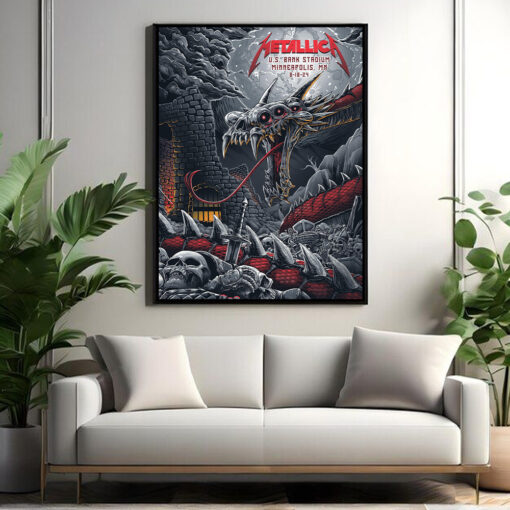 metallica m72 world tour august 18 2024 minneapolis mn u s bank stadium concert poster canvas wall art