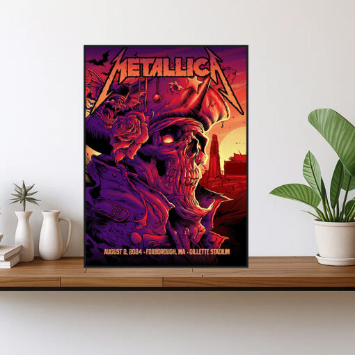metallica m72 world tour august 2 2024 foxborough ma gillette stadium concert poster canvas wall art 1