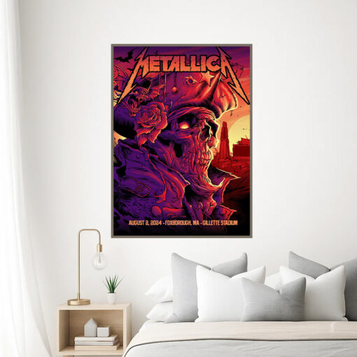 metallica m72 world tour august 2 2024 foxborough ma gillette stadium concert poster canvas wall art 3