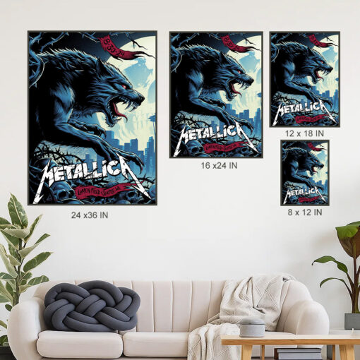 metallica m72 world tour august 30 2024 seattle washington lumen field werewolf poster canvas wall art 4