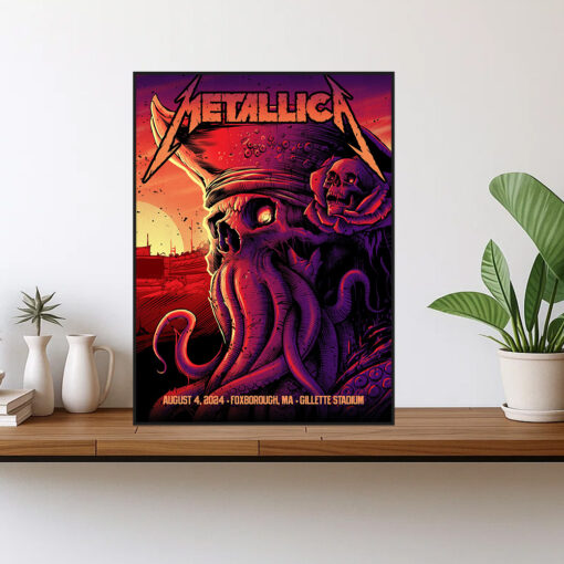 metallica m72 world tour august 4 2024 foxborough ma gillette stadium concert poster canvas wall art 1