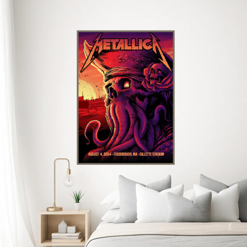 metallica m72 world tour august 4 2024 foxborough ma gillette stadium concert poster canvas wall art 3