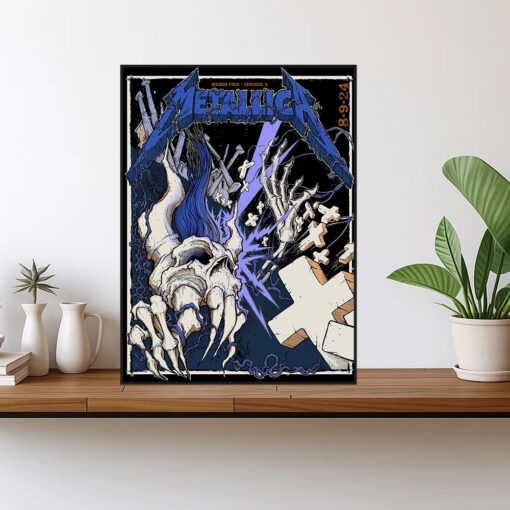 metallica m72 world tour august 9 2024 chicago il soldier field concert poster canvas wall art 1
