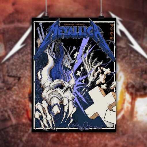 metallica m72 world tour august 9 2024 chicago il soldier field concert poster canvas wall art 2