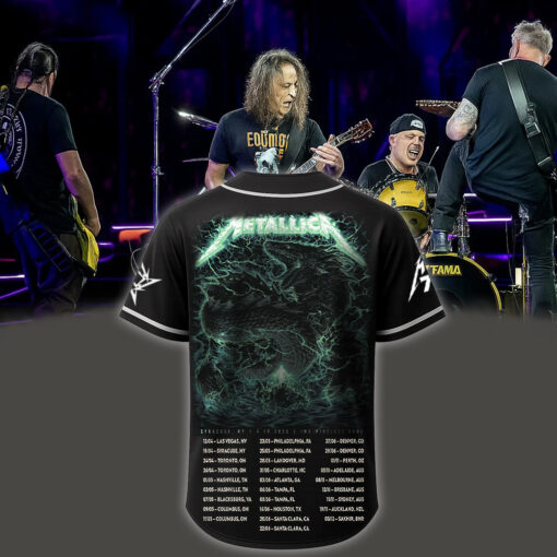metallica m72 world tour baseball jersey april 19 2025 syracuse new york jma wireless dome electric sea dragon artwork 2