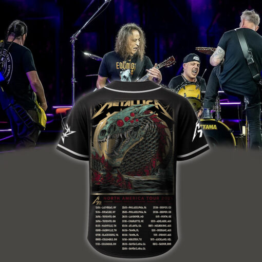 metallica m72 world tour baseball jersey april 19 2025 syracuse new york jma wireless dome sea serpent monster artwork 2