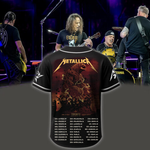 metallica m72 world tour baseball jersey april 24 2025 toronto ontario rogers centre earthquake titan monster artwork 2