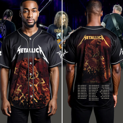 metallica m72 world tour baseball jersey april 24 2025 toronto ontario rogers centre earthquake titan monster artwork 4