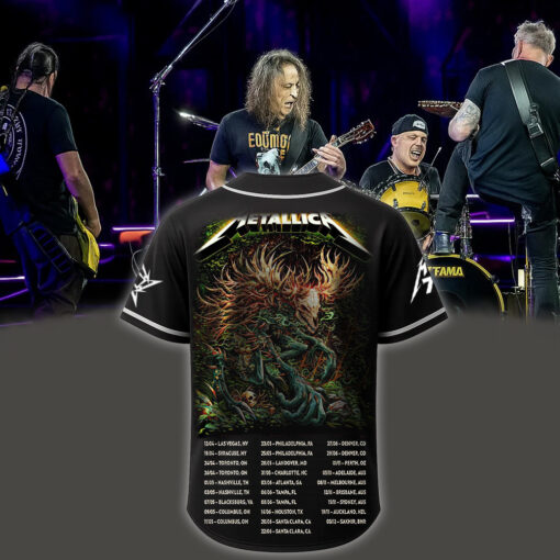 metallica m72 world tour baseball jersey april 24 26 2025 toronto ontario rogers centre skullhorn forest beast artwork 2
