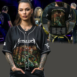 metallica m72 world tour baseball jersey april 24 26 2025 toronto ontario rogers centre skullhorn forest beast artwork 3
