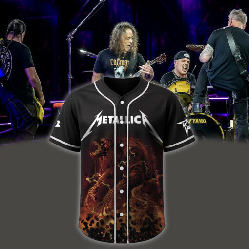 metallica m72 world tour baseball jersey april 26 2025 toronto ontario rogers centre skullhorn forest beast artwork 1