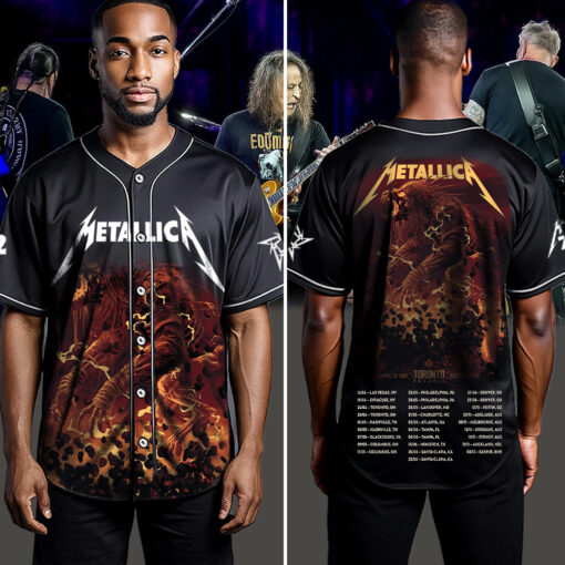 metallica m72 world tour baseball jersey april 26 2025 toronto ontario rogers centre skullhorn forest beast artwork 4