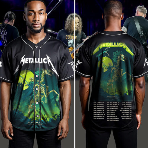 metallica m72 world tour baseball jersey june 14 2025 houston tx nrg stadium death rider skeleton knight edition 4