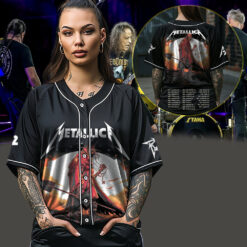 metallica m72 world tour baseball jersey june 14 2025 houston tx nrg stadium the gravedigger skeleton with key edition 3