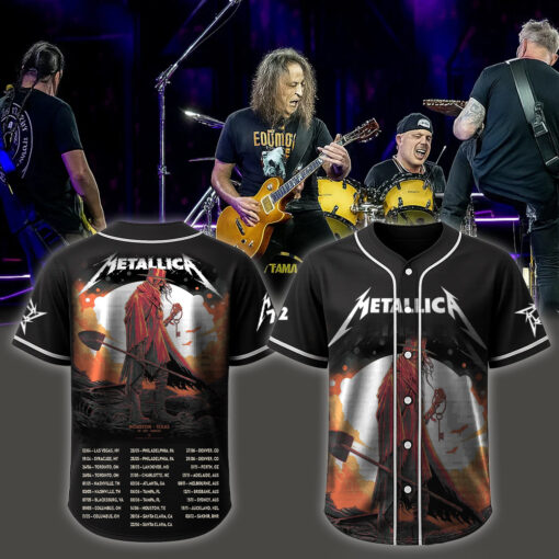 metallica m72 world tour baseball jersey june 14 2025 houston tx nrg stadium the gravedigger skeleton with key edition