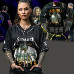 metallica m72 world tour baseball jersey june 14 2025 houston tx nrg stadium until it sleeps load skeleton edition by luke preece 3
