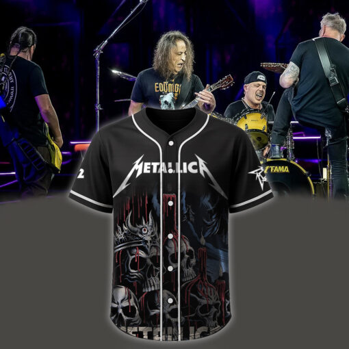 metallica m72 world tour baseball jersey june 20 2025 santa clara ca levis stadium candle skull edition ft limp bizkit ice nine kills 1