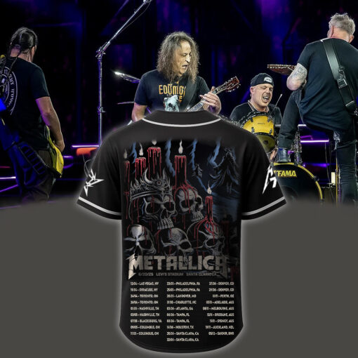 metallica m72 world tour baseball jersey june 20 2025 santa clara ca levis stadium candle skull edition ft limp bizkit ice nine kills 2