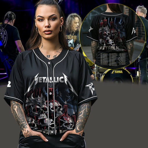 metallica m72 world tour baseball jersey june 20 2025 santa clara ca levis stadium candle skull edition ft limp bizkit ice nine kills 3