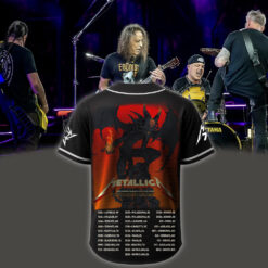 metallica m72 world tour baseball jersey june 20 2025 santa clara ca levis stadium demon flame no repeat weekend edition 2